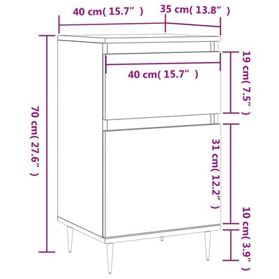 vidaXL Komoda sonoma hrast 40x35x70 cm inženirski les