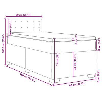 vidaXL Box spring postelja z vzmetnico siva 90x190 cm umetno usnje