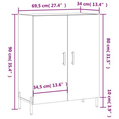 vidaXL Komoda bela 69,5x34x90 cm inženirski les