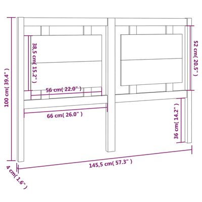 vidaXL Posteljno vzglavje 145,5x4x100 cm trdna borovina