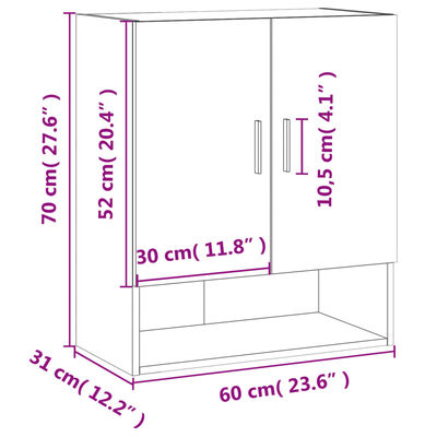 vidaXL Stenska omarica sonoma hrast 60x31x70 cm inženirski les