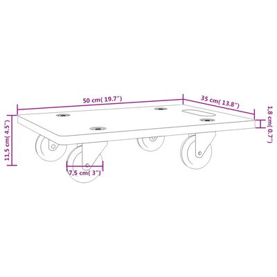 vidaXL Transportni voziček 2 kosa pravokotni 50x35x11,5 cm 250 kg