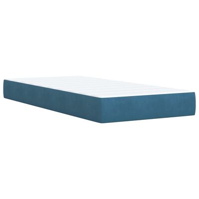 vidaXL Box spring postelja z vzmetnico temno moder 90x190 cm žamet