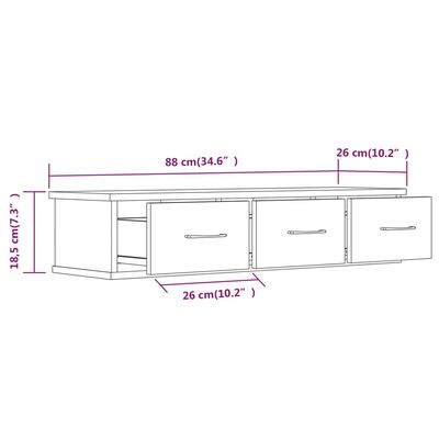 vidaXL Stenska omarica rjavi hrast 88x26x18,5 cm konstruiran les