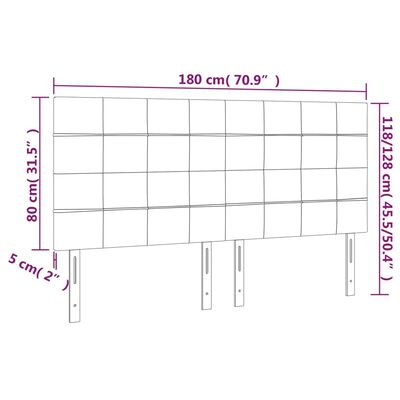 vidaXL LED posteljno vzglavje svetlo sivo 180x5x118/128 cm žamet