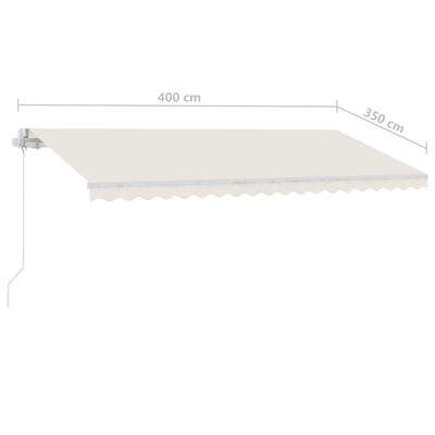 vidaXL Ročno zložljiva tenda z LED lučmi 400x350 cm krem