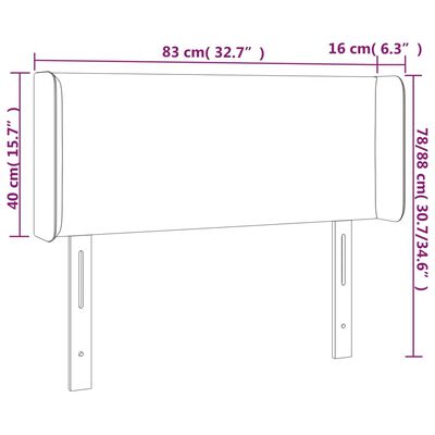 vidaXL LED posteljno vzglavje svetlo sivo 83x16x78/88 cm žamet