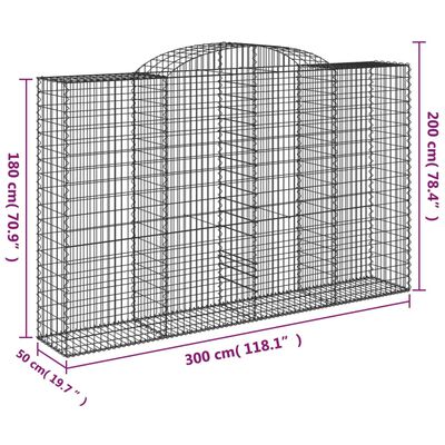 vidaXL Obokana gabionska košara 11kosi 300x50x180/200cm cinkano železo