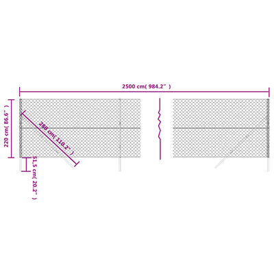 vidaXL Mrežna ograja zelena 2,2x25 m