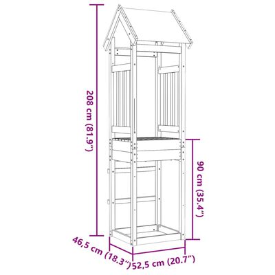 vidaXL Igralni stolp 52,5x46,5x208 cm impregnirana borovina