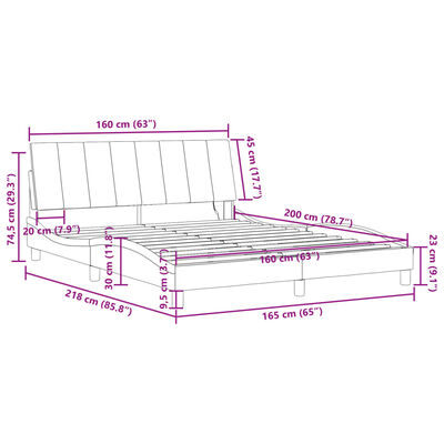 vidaXL Posteljni okvir z LED lučkami črn 160x200 cm žamet