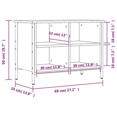 vidaXL Omarica za čevlje črna 69x35x50 cm inženirski les