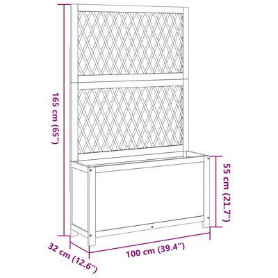 vidaXL Cvetlično korito z mrežo 100x32x165 cm trdna akacija