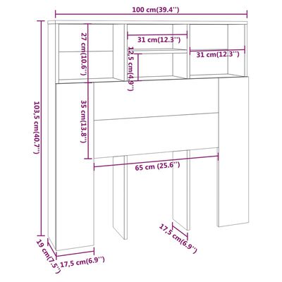 vidaXL Vzglavna omarica sonoma hrast 100x19x103,5 cm