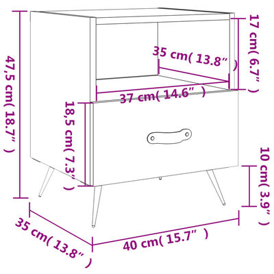 vidaXL Nočna omarica rjavi hrast 40x35x47,5 cm inženirski les