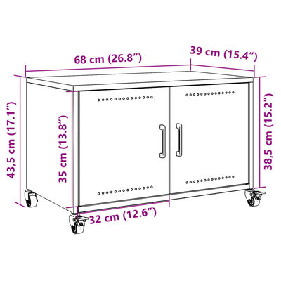 vidaXL TV omarica gorčično rumena 68x39x43,5 cm hladno valjano jeklo