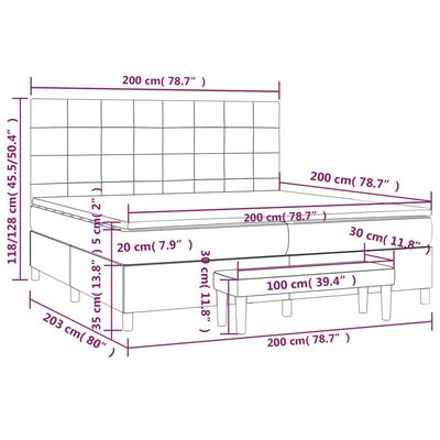 vidaXL Box spring postelja z vzmetnico roza 200x200 cm žamet