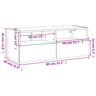 vidaXL Stenska TV omarica črna 80x30x30 cm iverna plošča