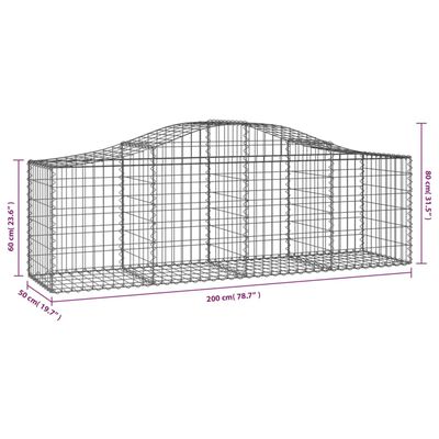 vidaXL Obokana gabionska košara 5 kosov 200x50x60/80cm cinkano železo