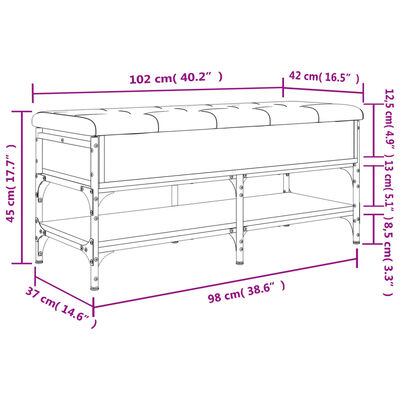 vidaXL Klop za čevlje dimljen hrast 102x42x45 cm inženirski les