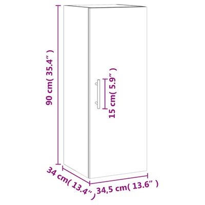 vidaXL Stenska omarica sonoma hrast 34,5x34x90 cm