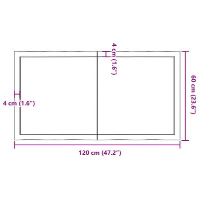 vidaXL Mizna plošča 120x60x(2-4) cm neobdelana hrastovina naraven rob