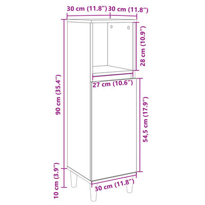 vidaXL Kopalniška omarica sonoma hrast 30x30x100 cm inženirski les