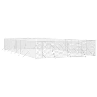 vidaXL Zunanja pasja ograda srebrna 8x16x2 m pocinkano jeklo