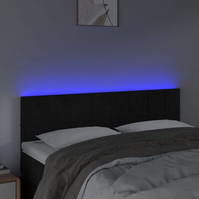vidaXL LED posteljno vzglavje črno 144x5x78/88 cm blago