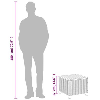 vidaXL Vrtna miza siva 45x45x37 cm poli ratan in akacijev les