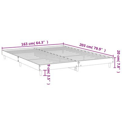 vidaXL Posteljni okvir siva sonoma 160x200 cm inženirski les