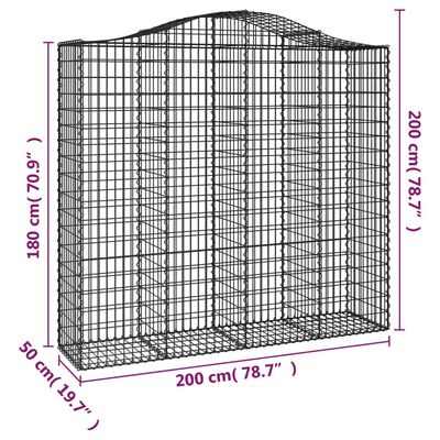 vidaXL Obokane gabion košare 25kosov 200x50x180/200cm pocinkano železo