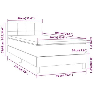 vidaXL Box spring postelja z vzmetnico LED modra 90x190 cm blago