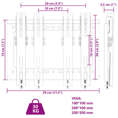 vidaXL Stenski nosilec za TV 14-42-palčni VESA 200x200 mm 30kg