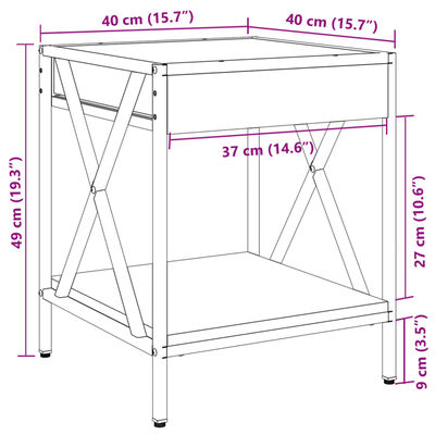 vidaXL Klubska mizica z neskončnimi LED rjavi hrast 40x40x49 cm