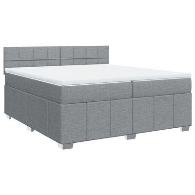 vidaXL Box spring postelja z vzmetnico svetlo siva 200x200 cm blago