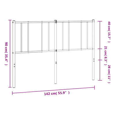 vidaXL Kovinsko vzglavje belo 135 cm