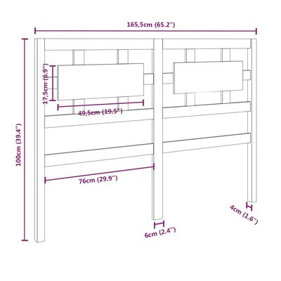 vidaXL Posteljno vzglavje medeno rjavo 165,5x4x100 cm trdna borovina