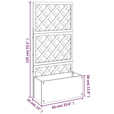 vidaXL Cvetlično korito z mrežo sivo 65x33x135 cm WPC