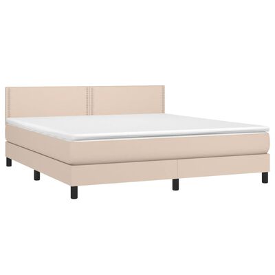 vidaXL Box spring postelja z vzmetnico kapučino 160x200cm umetno usnje