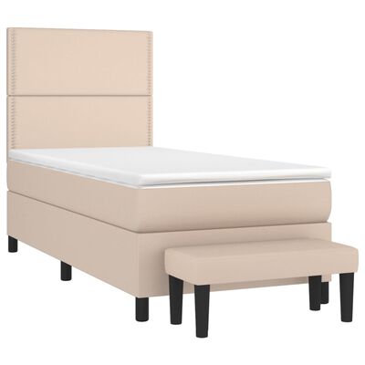 vidaXL Box spring postelja z vzmetnico kapučino 80x200 cm umetno usnje