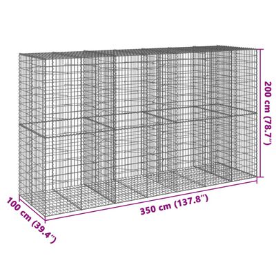 vidaXL Gabionska košara s pokrovom 350x100x200 cm pocinkano železo