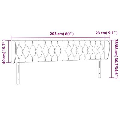 vidaXL Vzglavje z ušesi svetlo sivo 203x23x78/88 cm blago