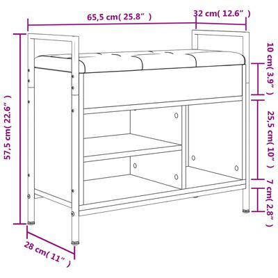 vidaXL Klop za čevlje siva sonoma 65,5x32x57,5 cm inženirski les