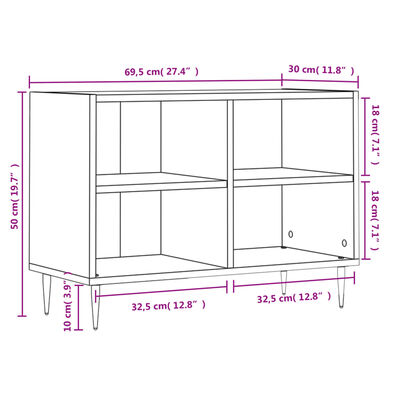 vidaXL TV omarica bela 69,5x30x50 cm inženirski les