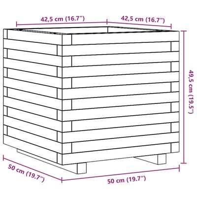 vidaXL Vrtno cvetlično korito belo 50x50x49,5 cm trdna borovina