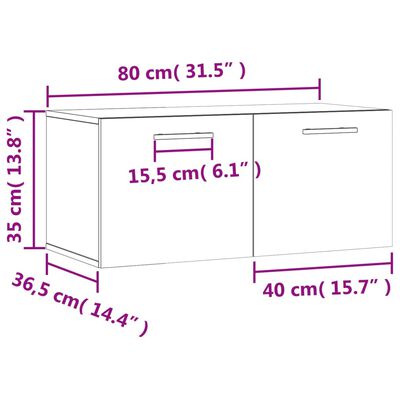 vidaXL Stenska omarica siva sonoma 80x36,5x35 cm inženirski les