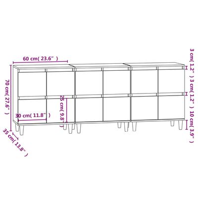 vidaXL Komoda 3 kosa betonsko siva 60x35x70 cm inženirski les