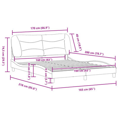 vidaXL Posteljni okvir z vzglavjem črn 160x200 cm umetno usnje