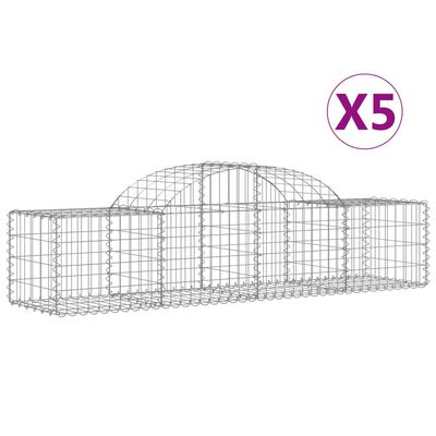 vidaXL Obokane gabion košare 5 kosov 200x50x40/60 cm pocinkano železo